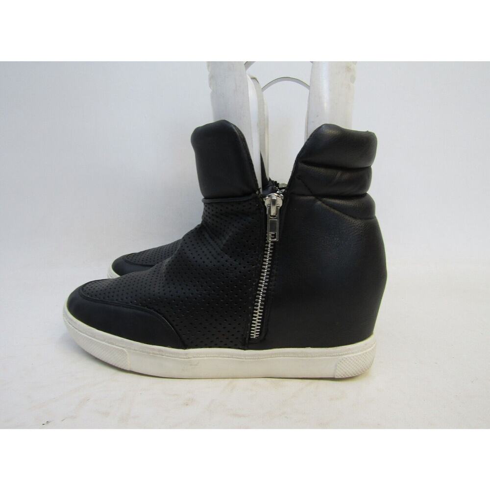 Steve Madden Womens Size 9 M Black Leather Zip Wedge Ankle Fashion Boots Bootie